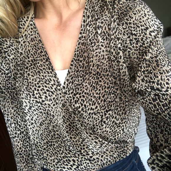 Dynamite wrap leopard print top, S - Picture 4 of 5